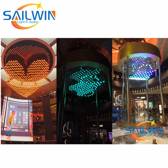 3D acima para baixo 120W DMX RGB LED bola de elevação com efeito de onda moderno bola de elevação de luz cinética colorida