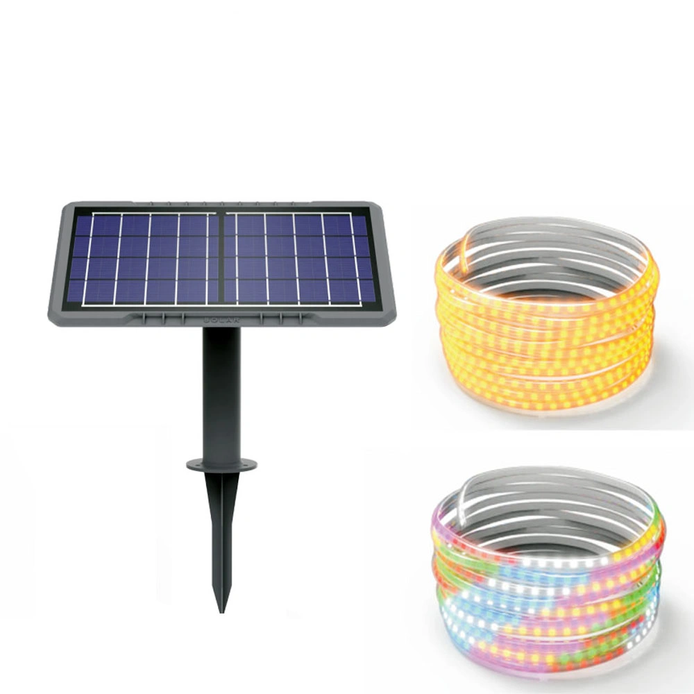 5m 10m 20m RGB Decoration Bright Wam White Solar LED Strip Light with Power Panel Portable Tent Battery Lantern Outdoor Strip for Road Building Home Camping